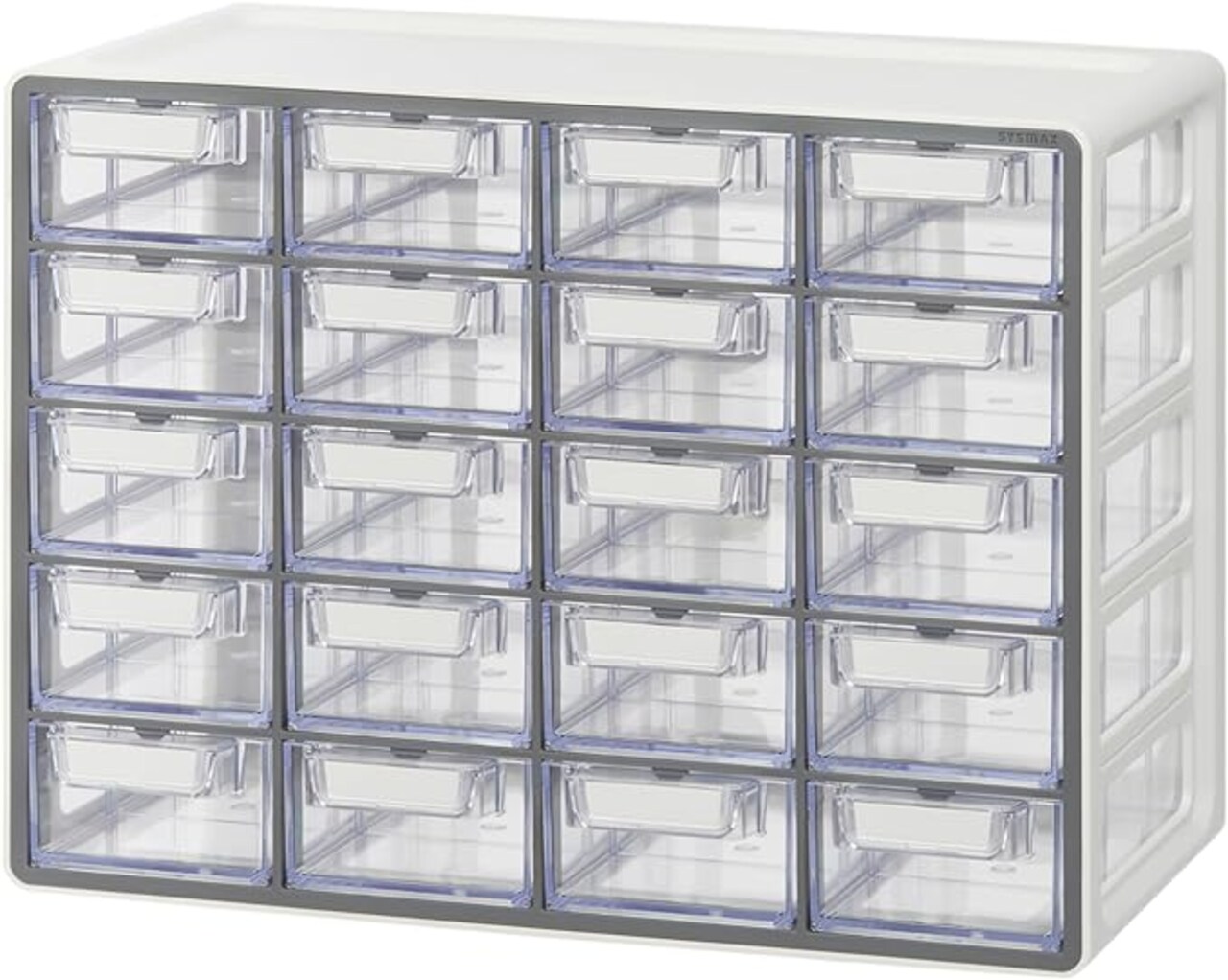 Small 20-Drawer Cabinet – Stackable Clear Organizer for Hardware, Beads, Plastic Bricks, Office, and Craft Storage (Made in Korea, Gray)